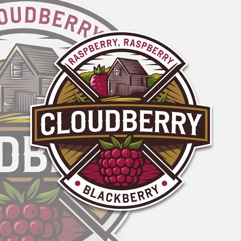 LOGO-Design-for-Fruity-Farm-Vector-Logo-with-Cloudberry-Raspberry-and-Blackberry-Theme