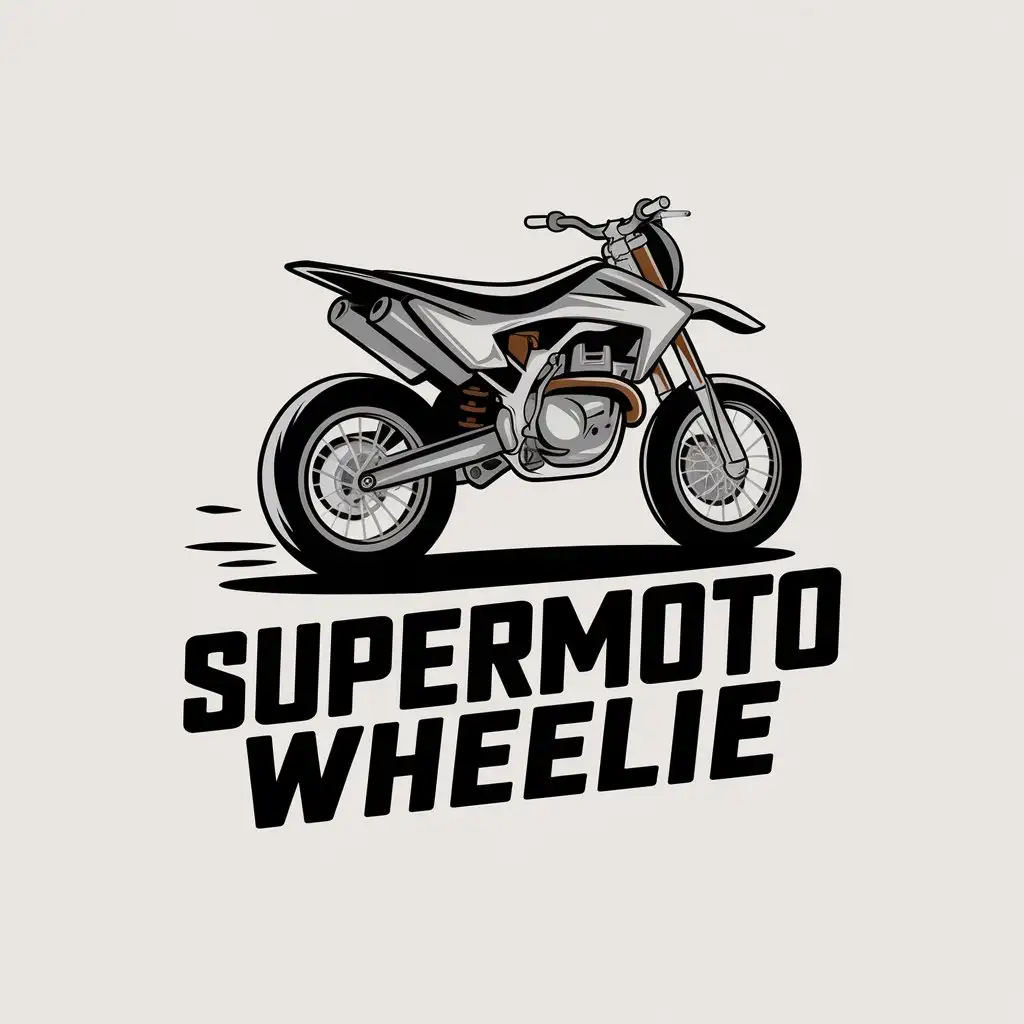 LOGO Design for Supermoto Wheelie Vector Logo Featuring Motorcycle and Wheelie Elements