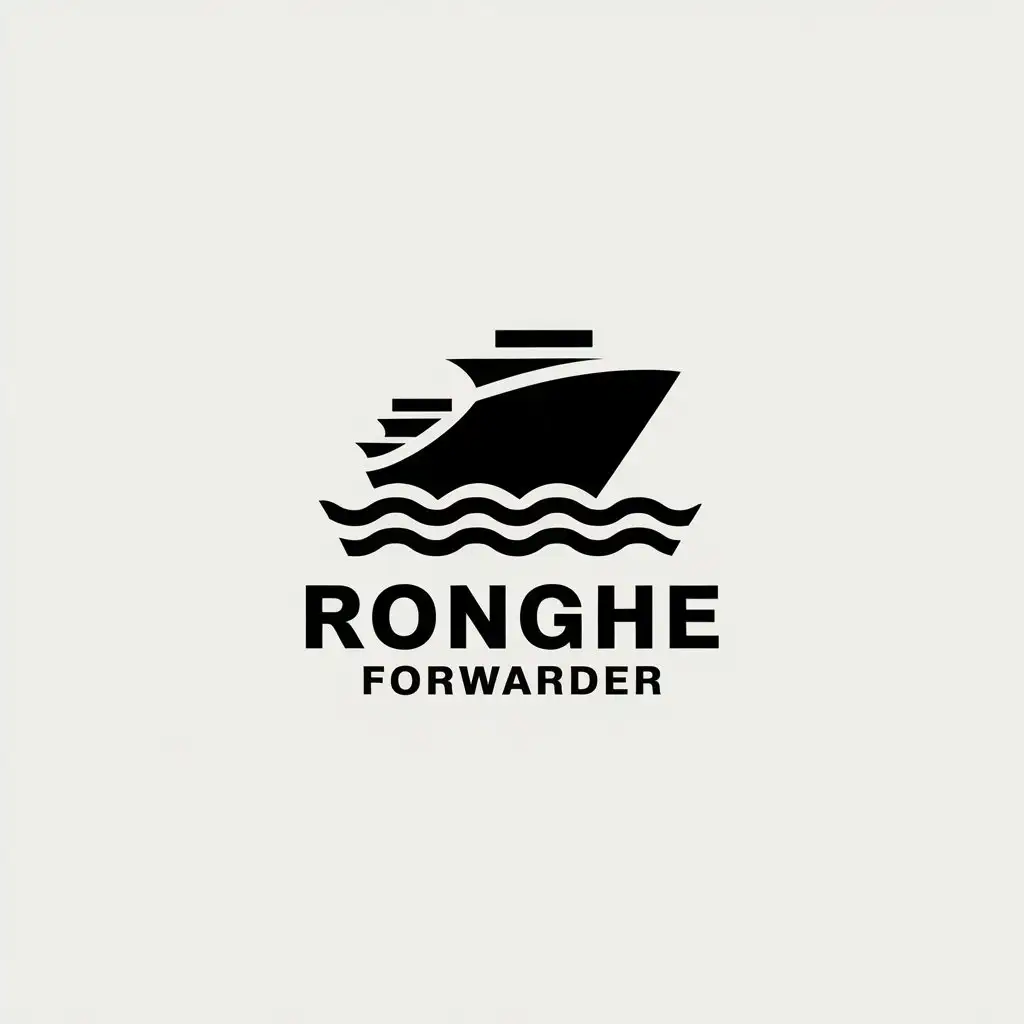 a vector logo design,with the text "RONGHE FORWARDER", main symbol:cargo ship/ocean,Minimalistic,be used in Others industry,clear background