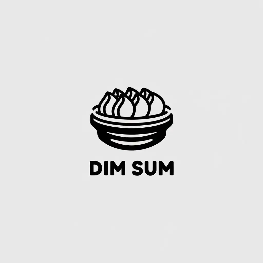 a vector logo design,with the text "Dim Sum", main symbol:plate of pelmeni,Minimalistic,clear background