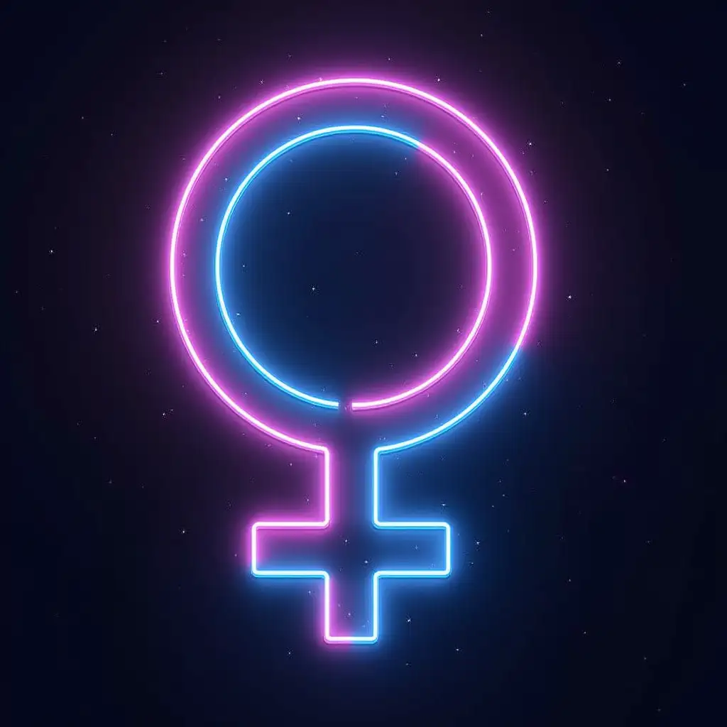 Female symbol stylish futuristic vibrant cold colors