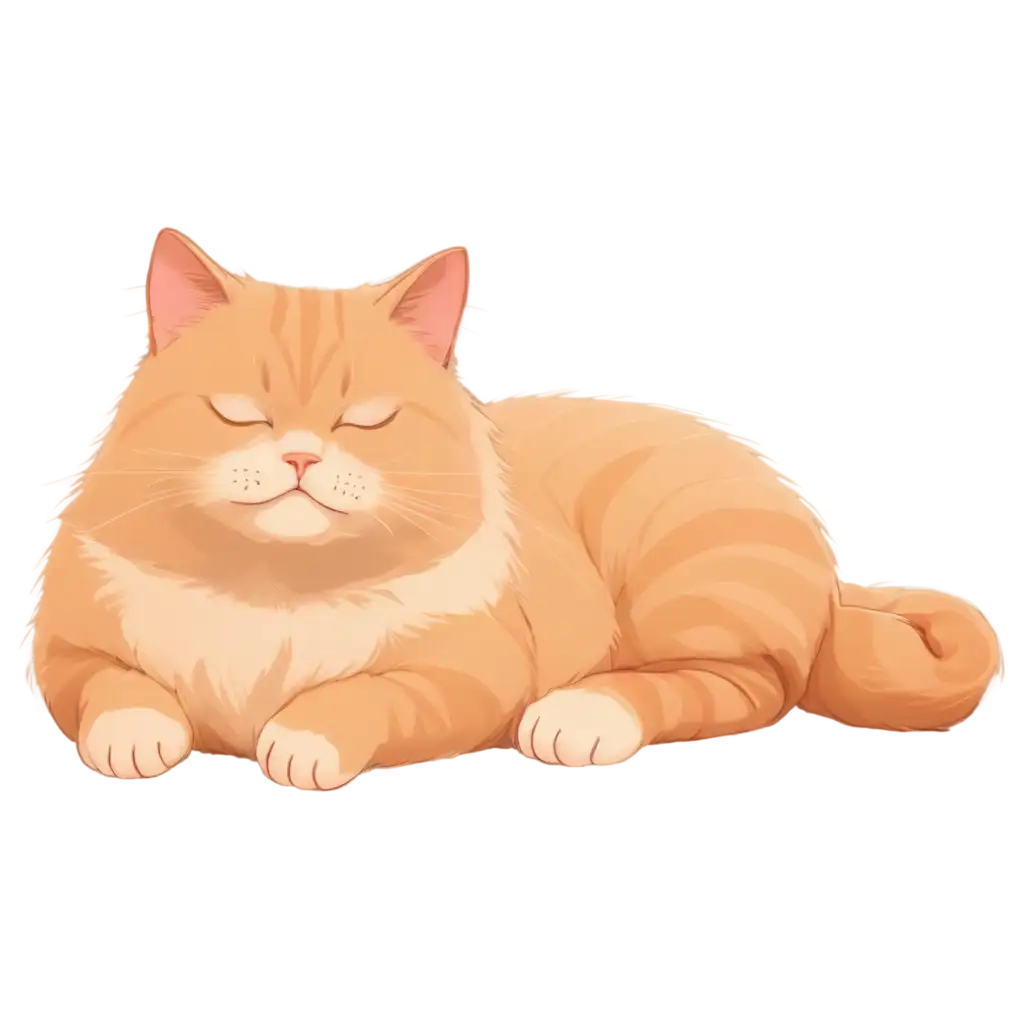 Cute-Anime-Cat-Sleeping-in-a-Rounded-Pose-HighQuality-PNG-Image-for-Creative-Projects