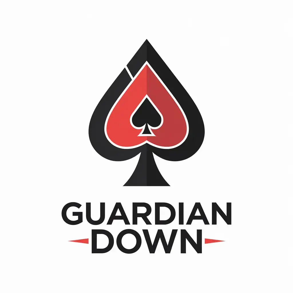 LOGO Design for Guardian Down Black and Red Polygon with Ace of Spades