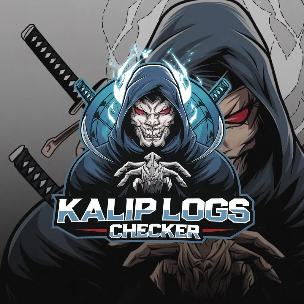 LOGO Design for KALIP LOGS CHECKER Cybersecurity Anime Theme with Goul Katana and Samurai Influence