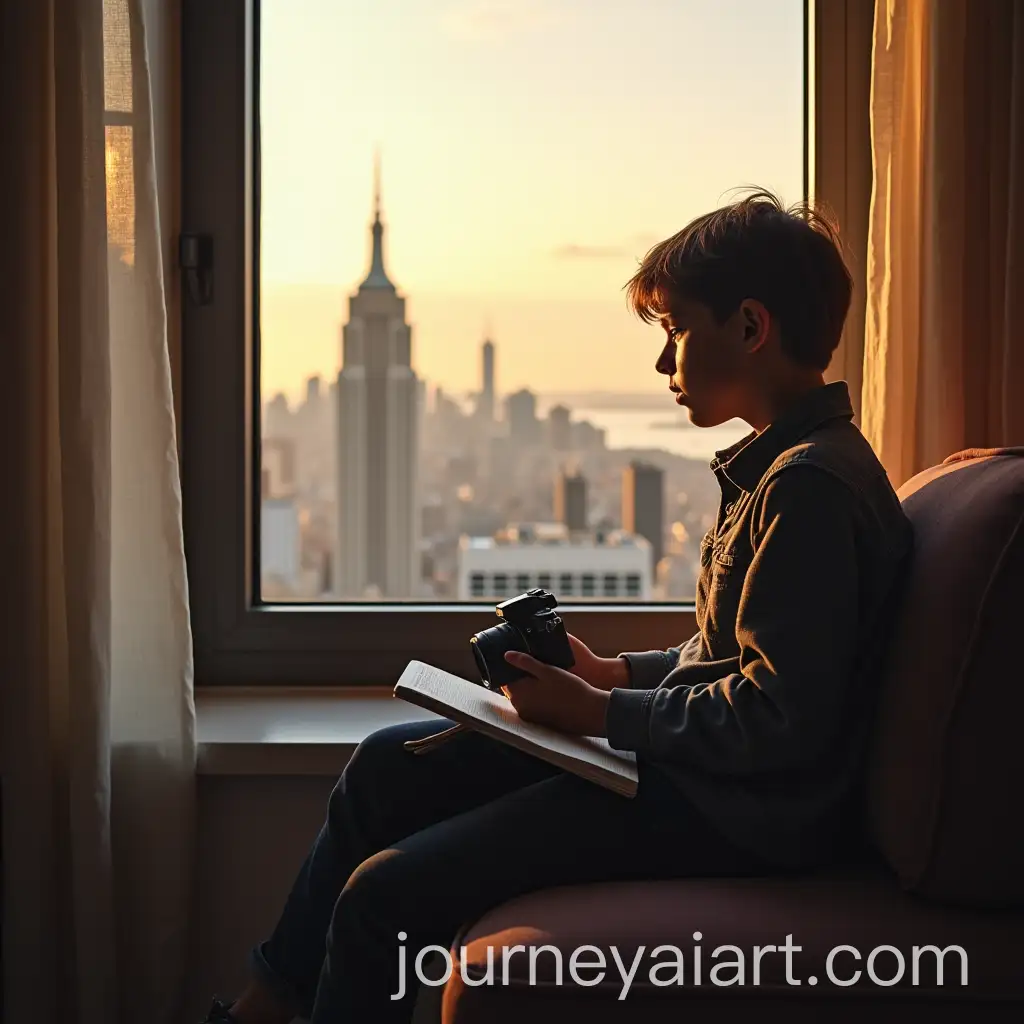 Boy-Sitting-Alone-with-Camera-and-Notebook-in-City-Dreaming-Big