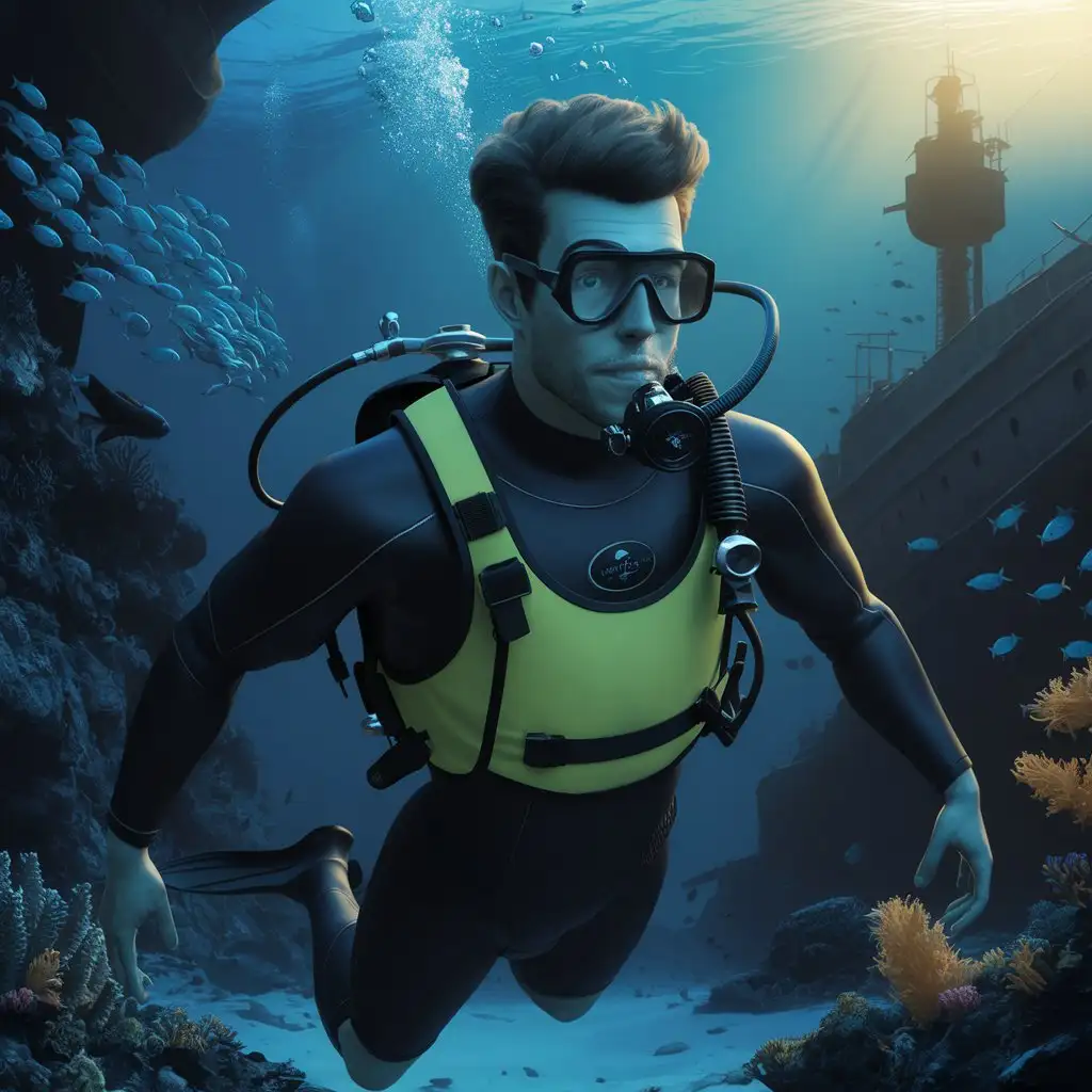 Animated-Diver-Descending-into-Water-in-3D-Animation