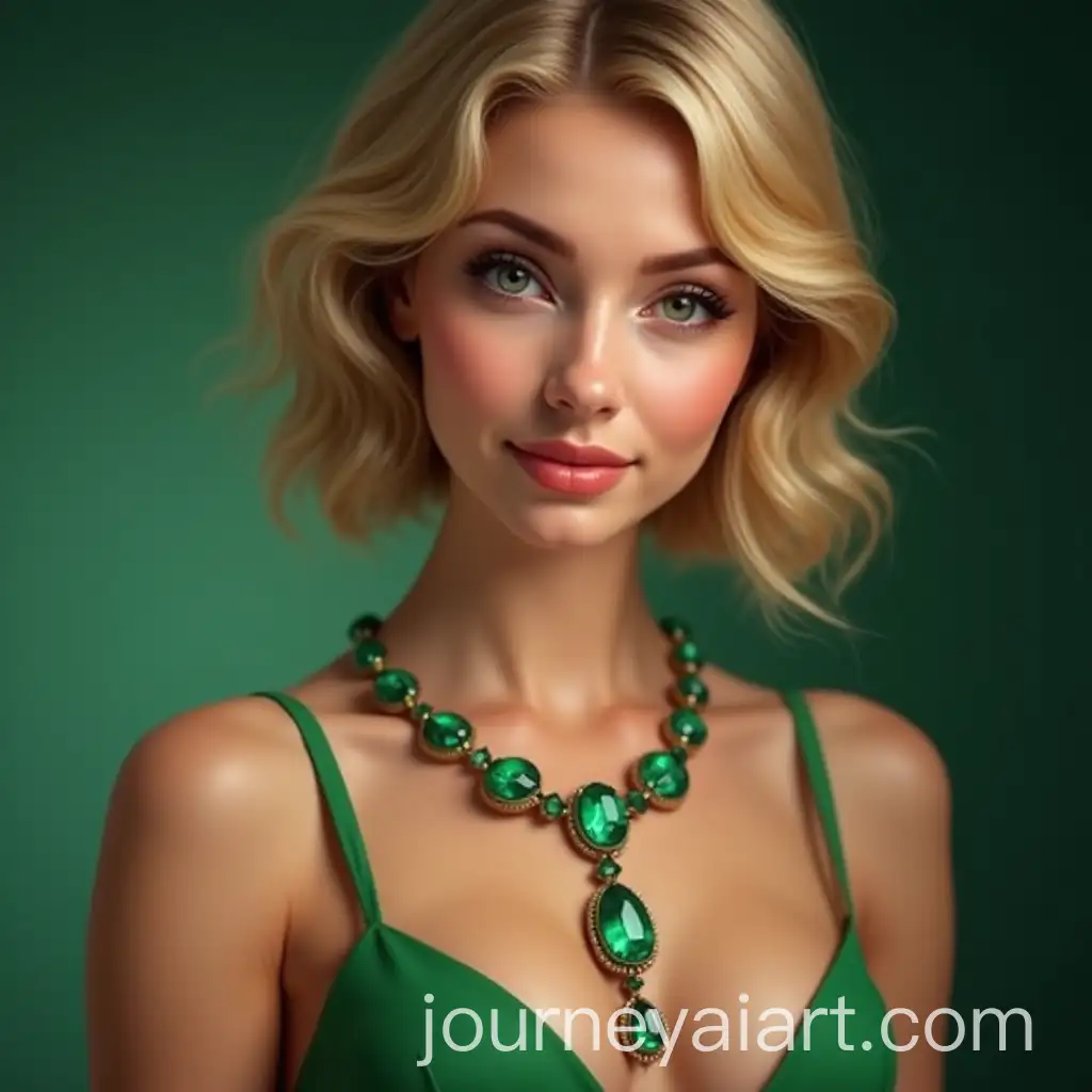 Blonde-Girl-Holding-an-Emerald-Necklace-Elegant-Banner-Design