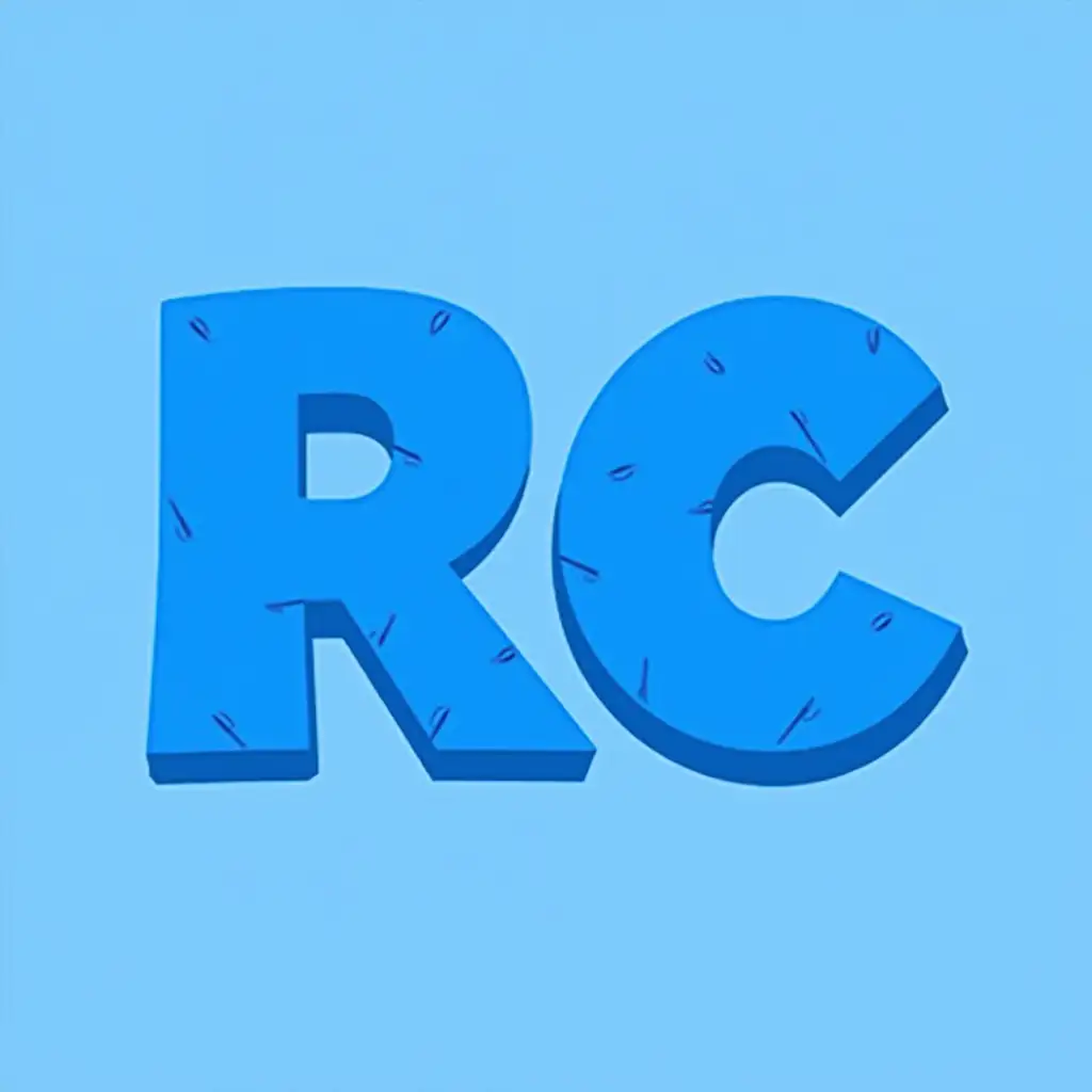 create a Blue Roblox like logo that says RC