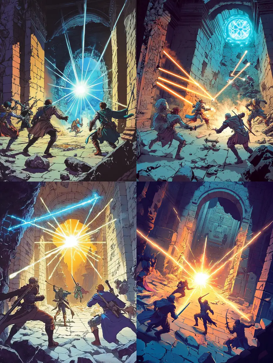 Adventurers-Escaping-Collapsing-Temple-with-Magical-Traps-and-Spectral-Pursuers