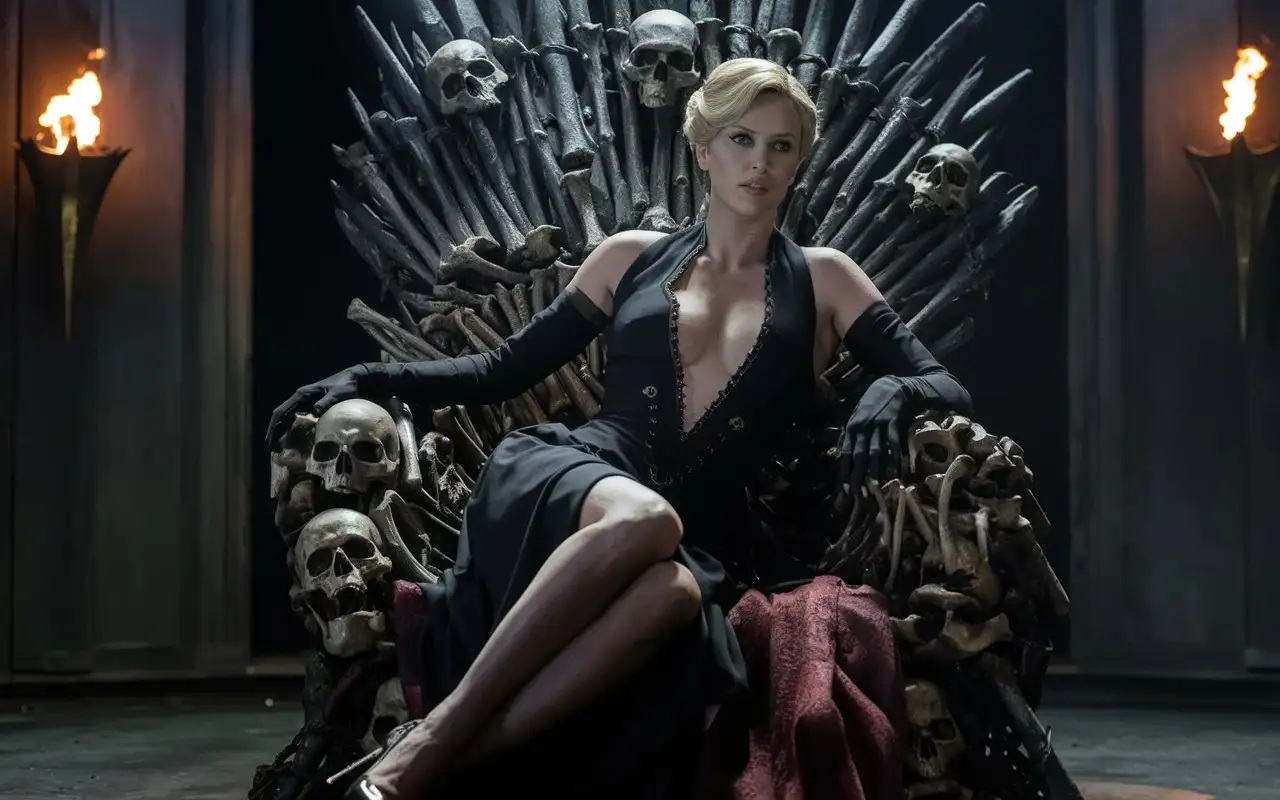 Charlize-Theron-as-the-Evil-Dark-Queen-of-the-Dead-on-Throne-of-Skulls