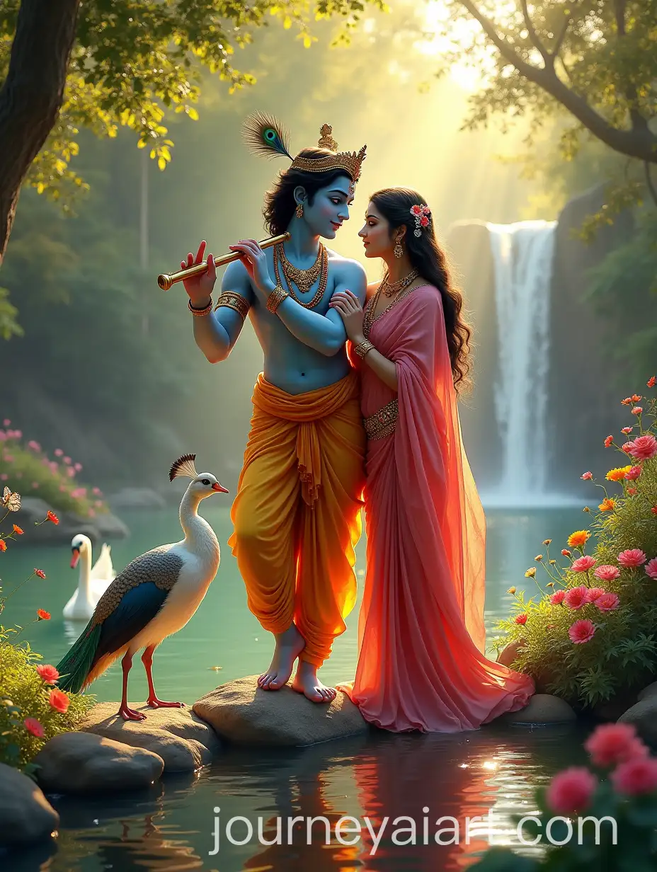 Krishna-and-Radha-in-a-Serene-Garden-with-Divine-Harmony
