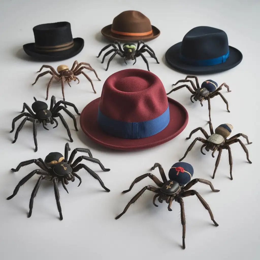 Elegant Spiders in Fashionable Hats