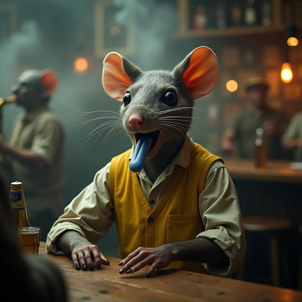 Humanoid-Figure-with-Rat-Head-in-English-Pub-Setting