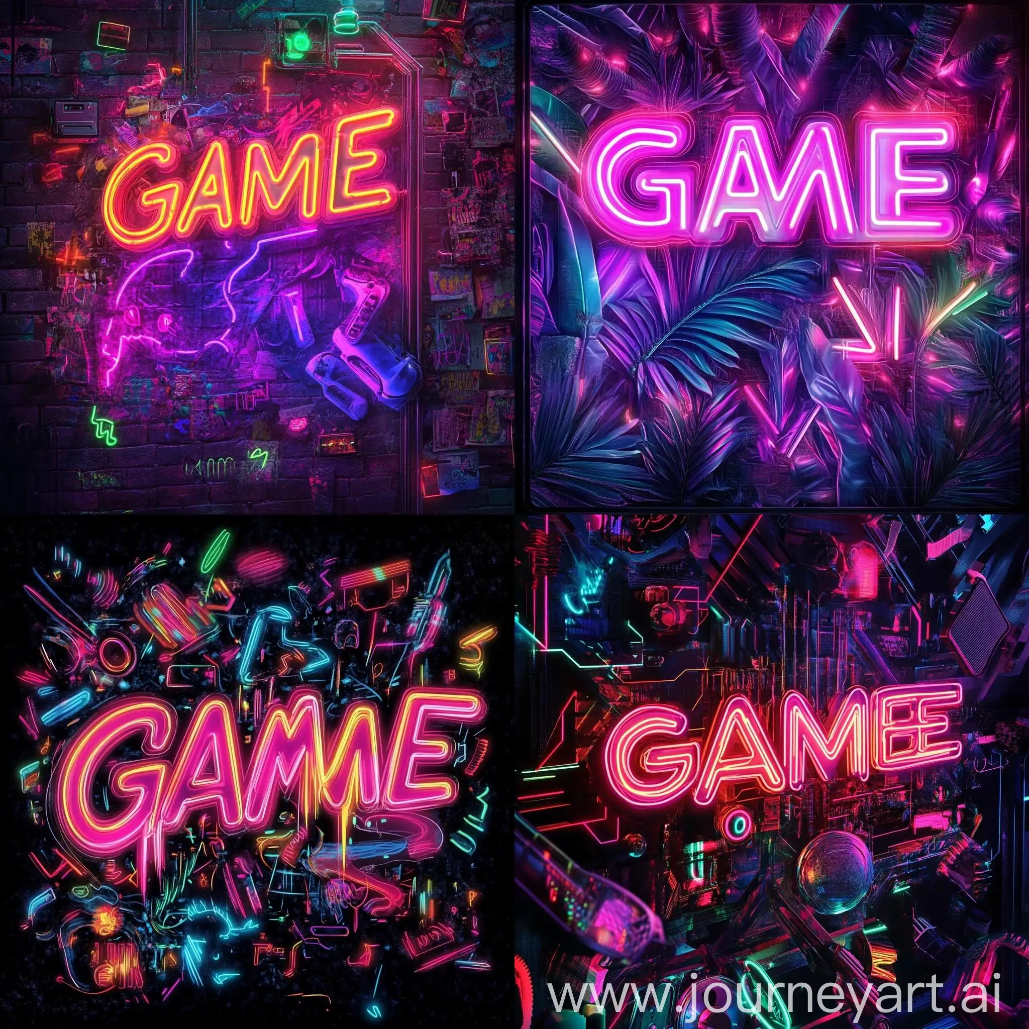 Neon-Style-Collage-with-GAME-Inscription