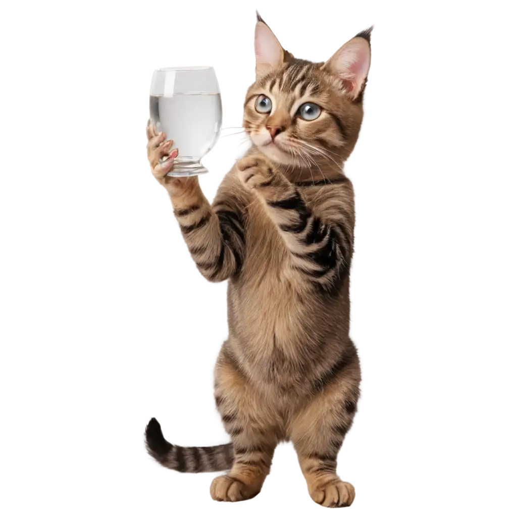 Adorable-Cat-Holding-a-Glass-HighQuality-PNG-for-Versatile-Use