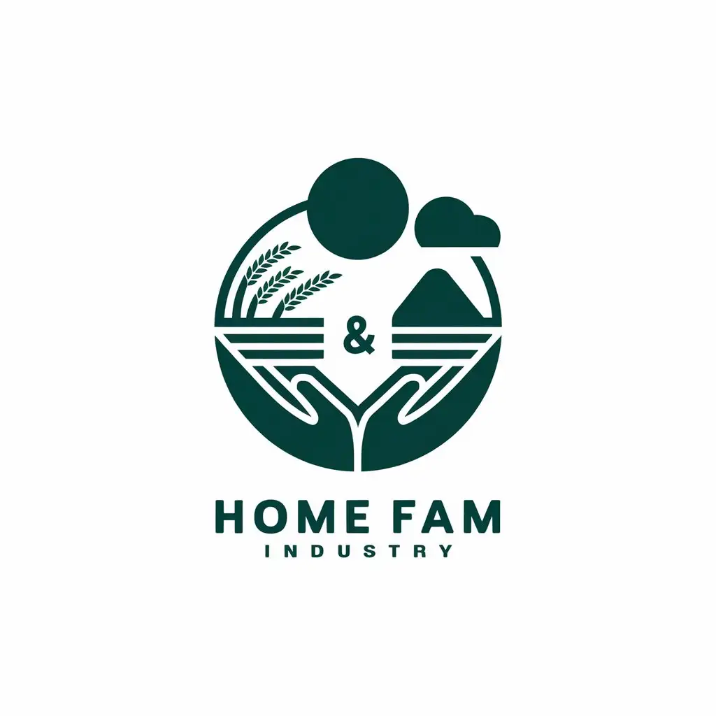 LOGO Design for Rice Field with Caring Hands and Mountain Symbol for Home Family Industry