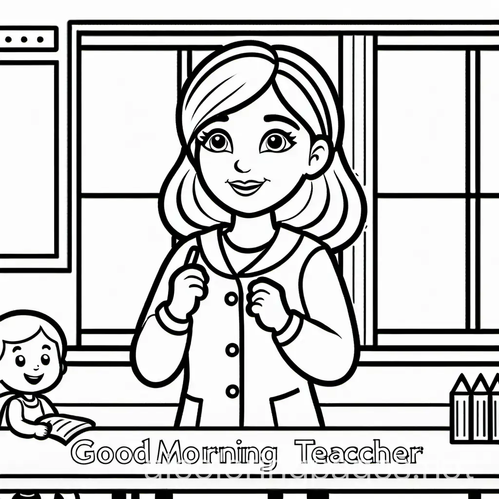 Child-Greeting-Teacher-in-Simple-Line-Art-Coloring-Page