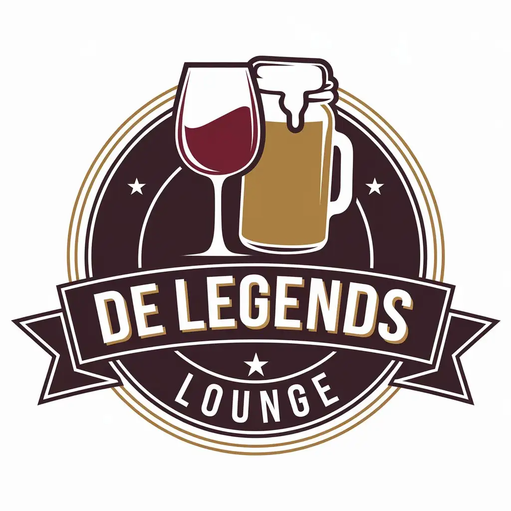 LOGO Design for De Legends Lounge Wine Glass Beer Jar Theme for Entertainment Industry