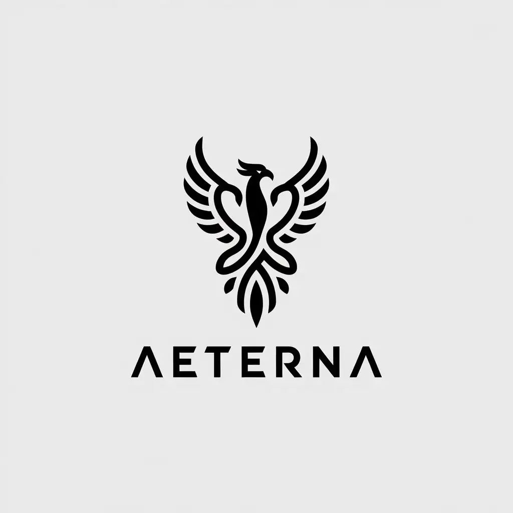 LOGO Design for AETERNA Minimalistic Phoenix with Ouroboros for Sports Fitness