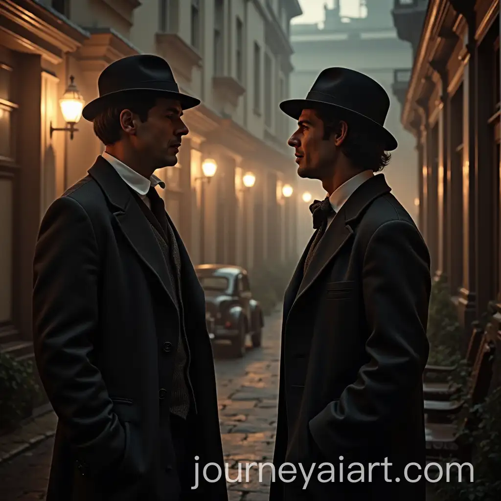 Sherlock-Holmes-and-Dr-Watson-Meet-Mortimer-at-221B-Baker-Street-in-the-Early-Morning