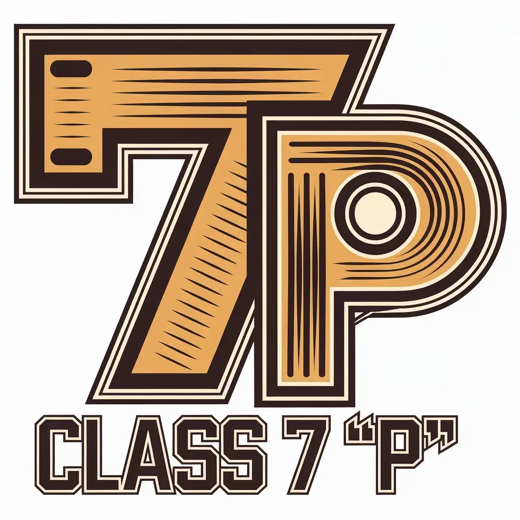 a vector logo design,with the text "Class 7 "P"", main symbol:7 "P",Moderate,clear background