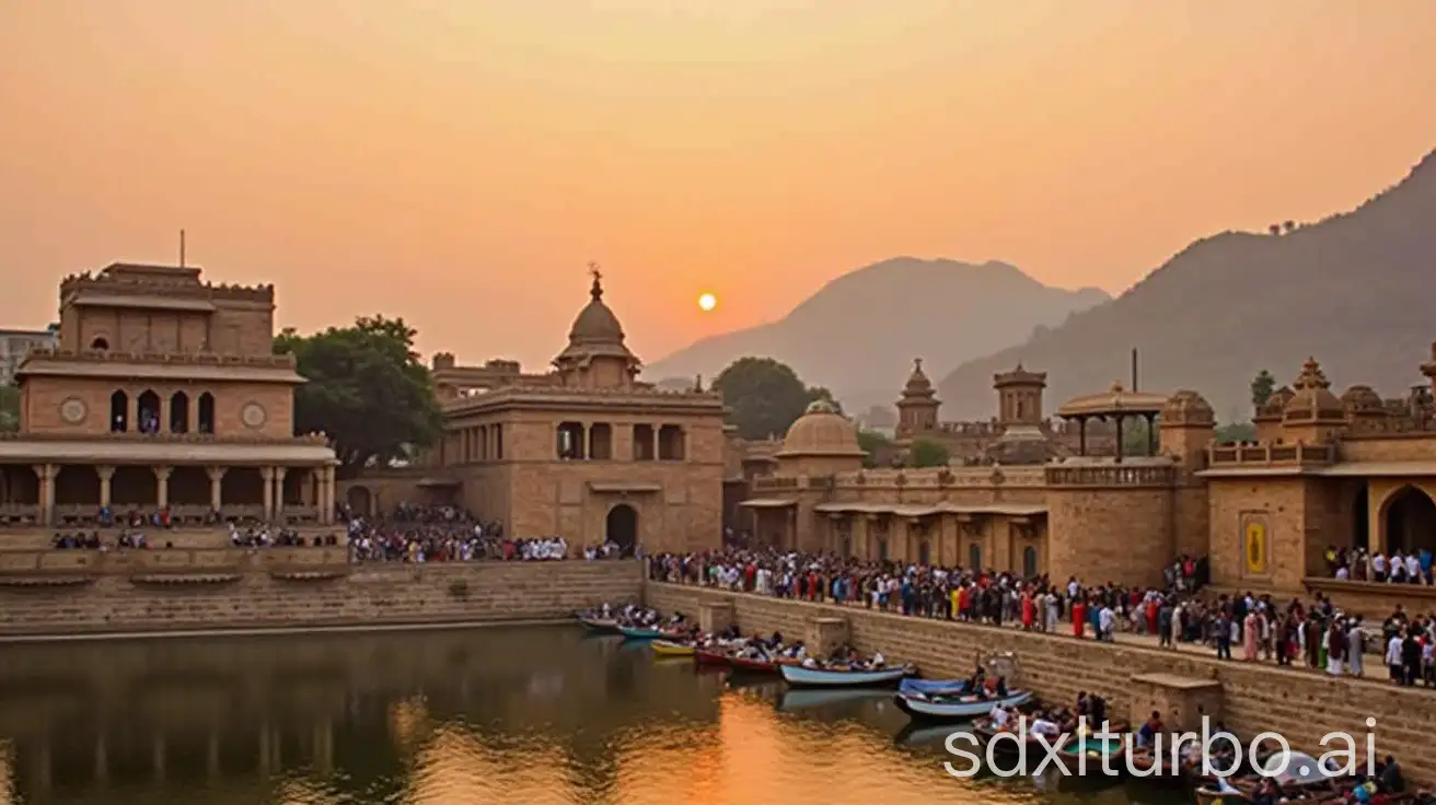 Sunset-Over-Ancient-Varanasi-Temples-Palaces-and-Bustling-Markets