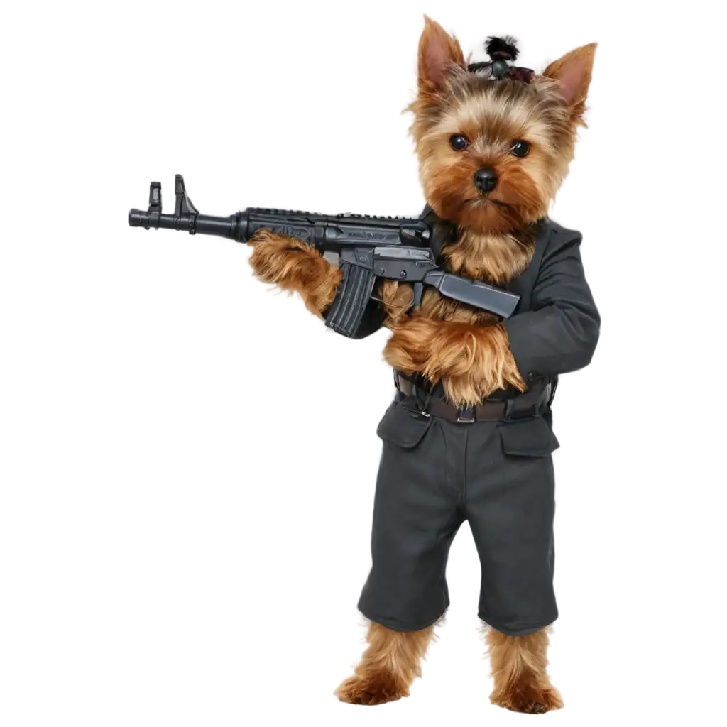 Yorkshire-Terrier-with-Kalashnikov-Rifle-PNG-HighQuality-Image-for-Creative-Projects