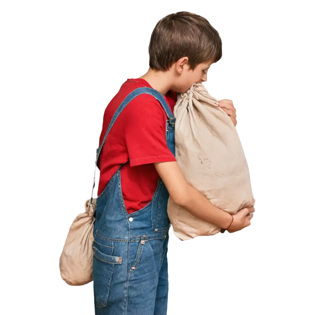 HighQuality-PNG-Image-of-a-12YearOld-Boy-in-Dirty-Overalls-Holding-a-Sack