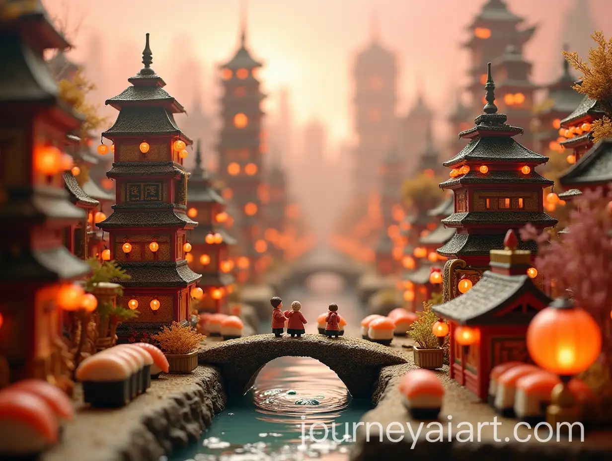 Miniature-Sushi-Cityscape-Under-LanternLit-Sky