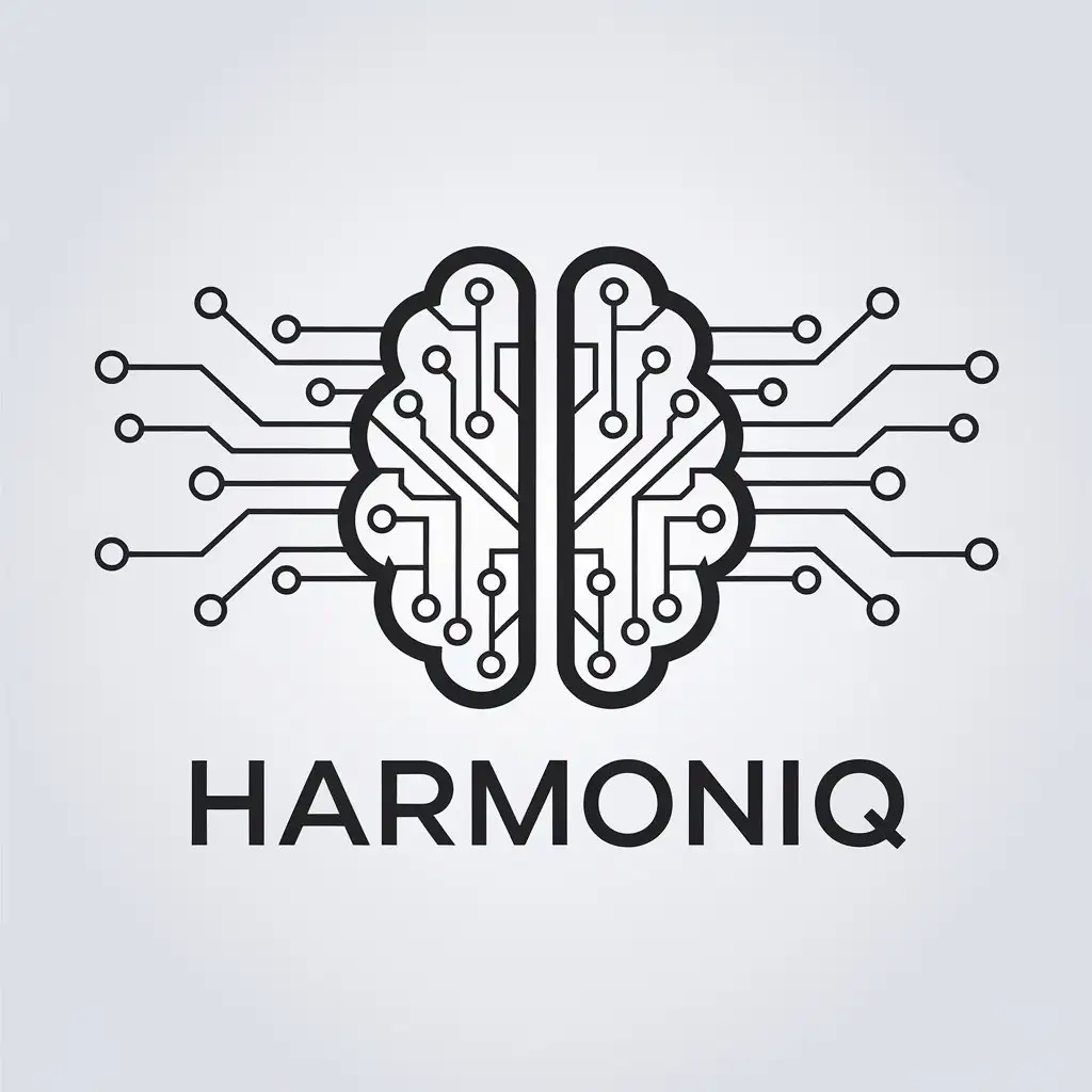 LOGO Design for HarmoniQ Minimalistic Brain TechInspired Symbol with Clear Background