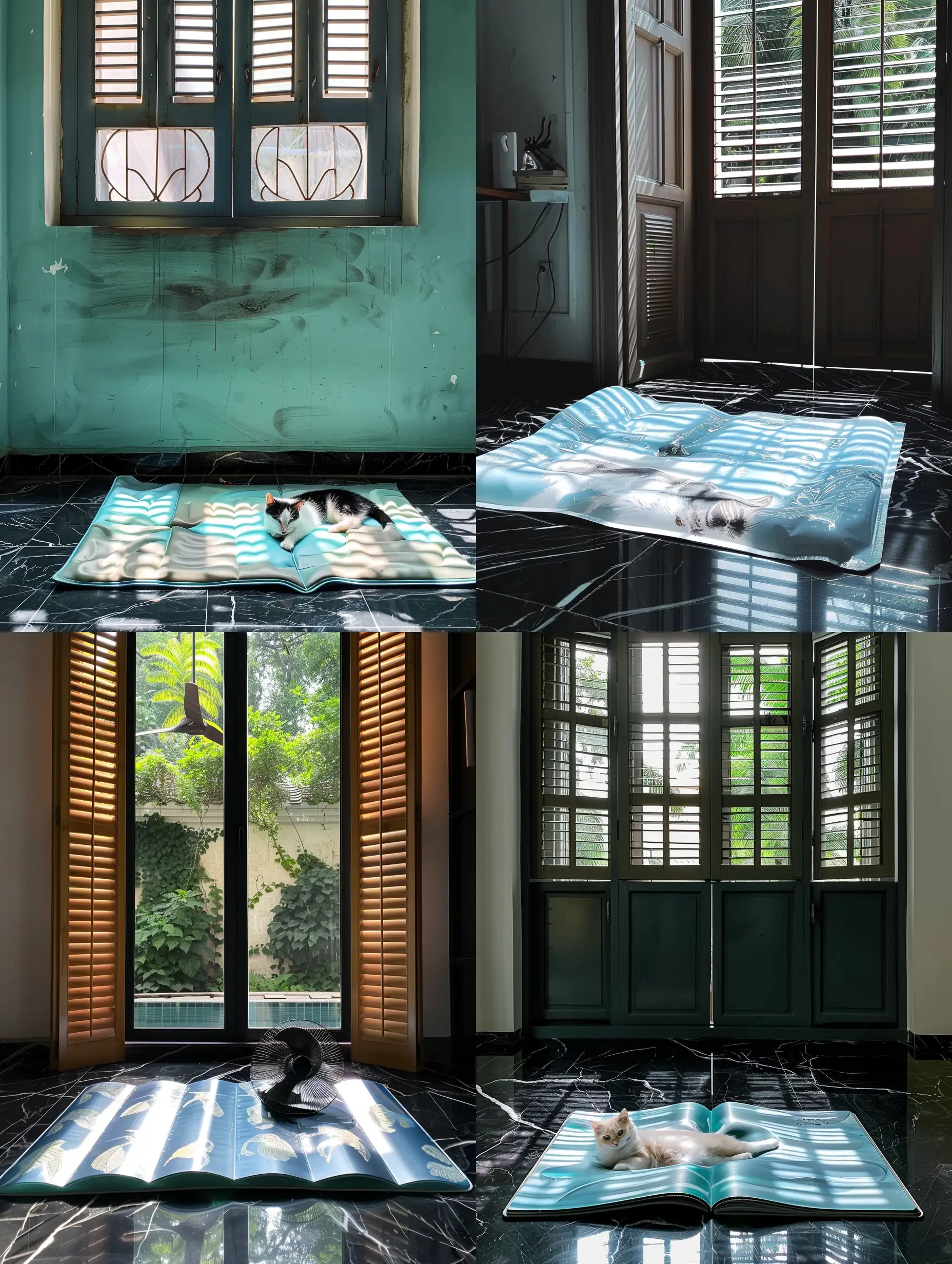 Elegant-Black-Marble-Floor-with-Fan-and-Shutter-Window