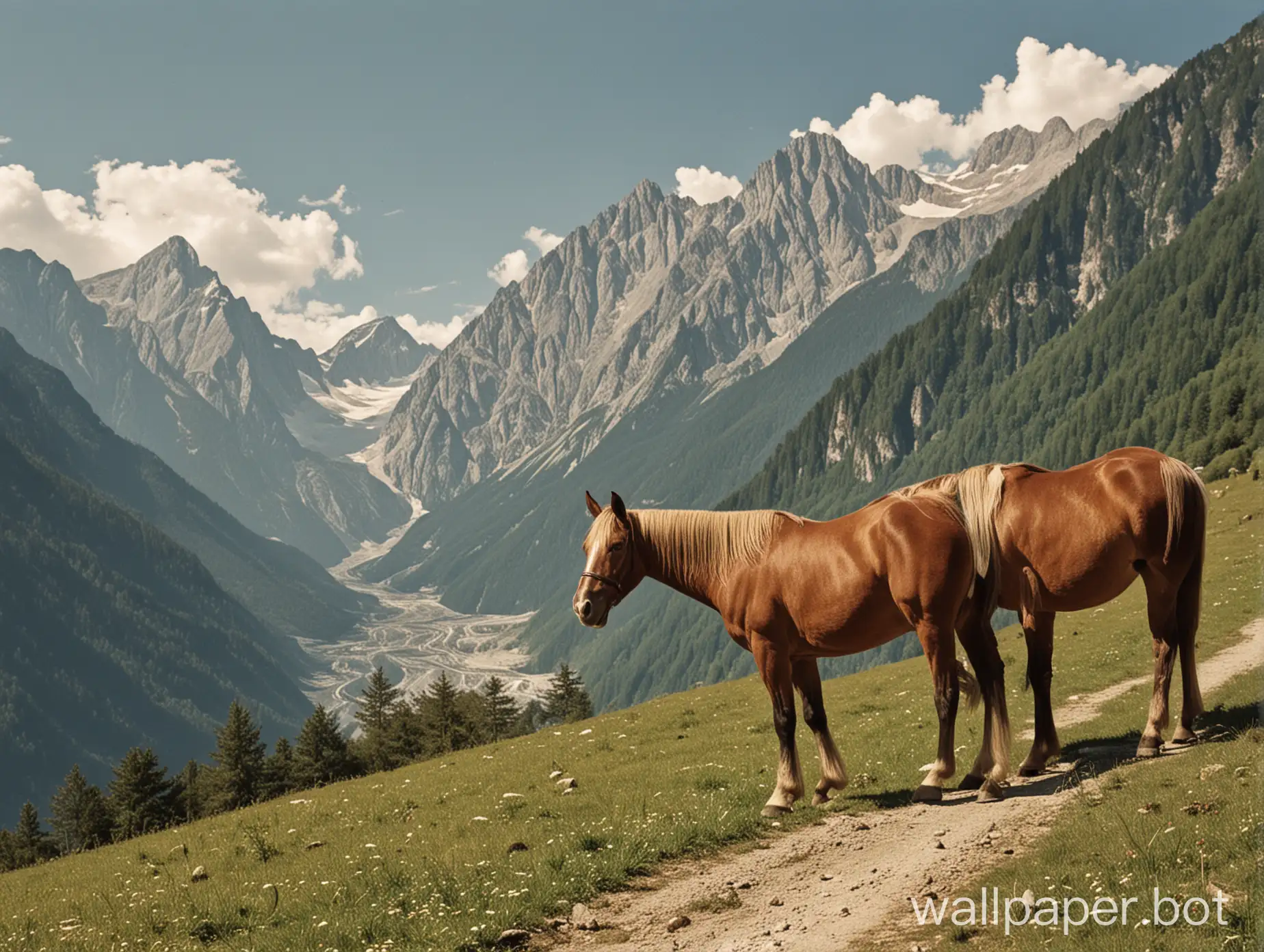 Berge, Pferde, Tirol, Franz-Josef