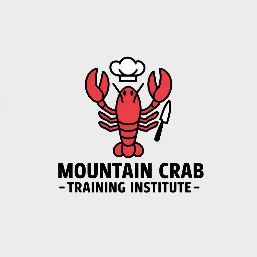 LOGO-Design-For-Mountain-Crab-Training-Institute-Lobster-Symbol-with-Culinary-and-Technology-Themes