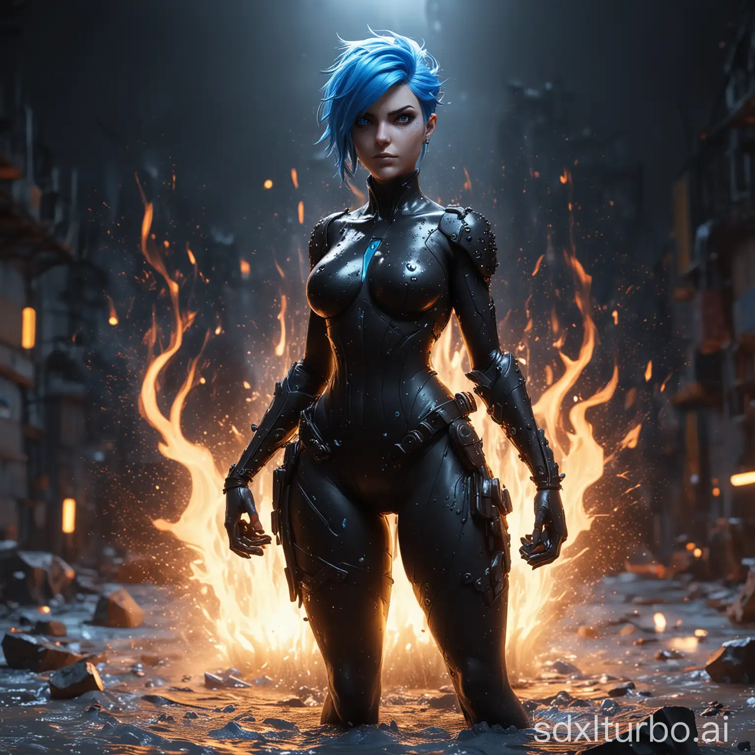 Blue-Haired-Female-AntiHero-Ember-Body-in-Ashen-Ocean