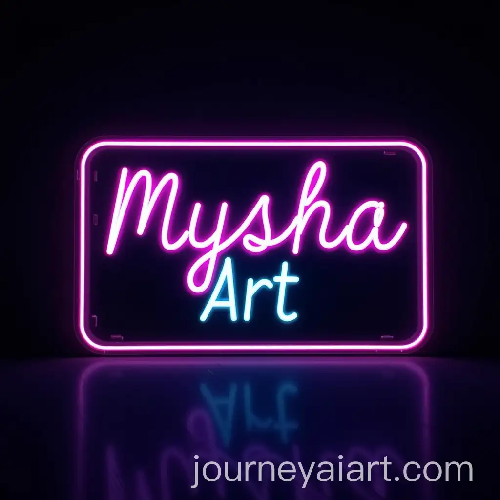 Vibrant-LED-Signboard-Displaying-Mysha-Art-in-Futuristic-Typography