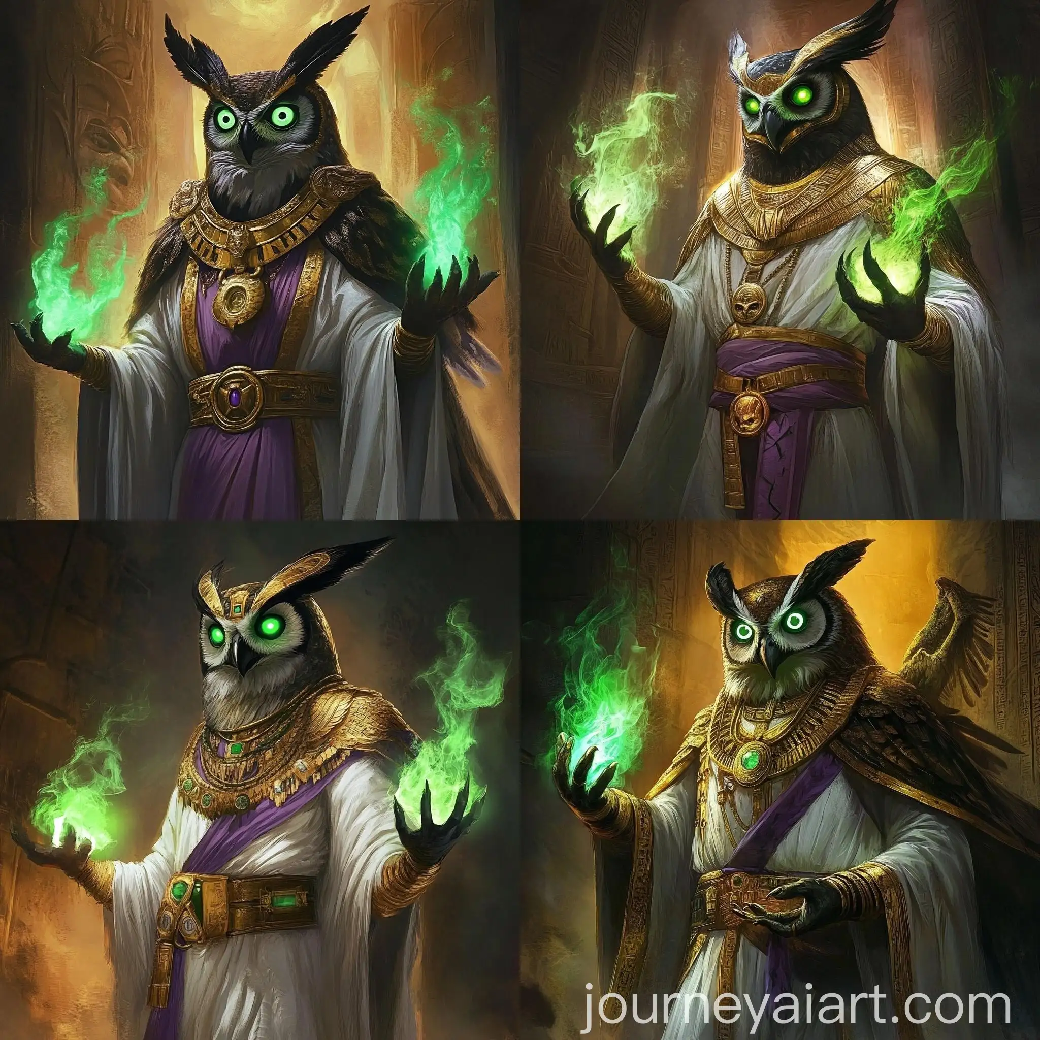 Egyptian-Warlock-with-Owl-Head-and-Green-Flames