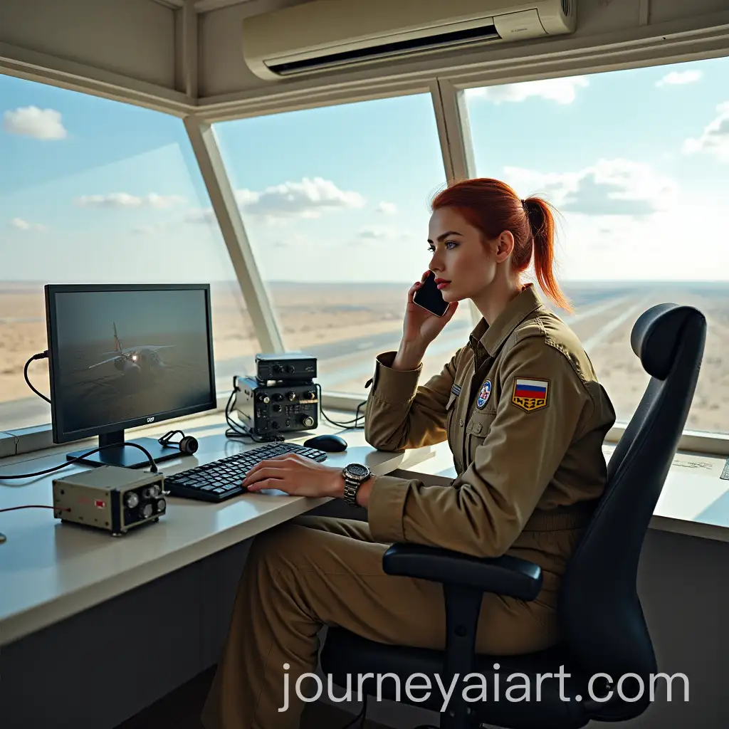 Russian-Military-Female-Pilot-in-Observation-Tower-with-Military-Helicopter-andAI-Image-Expansion-Aircraft-Hangars