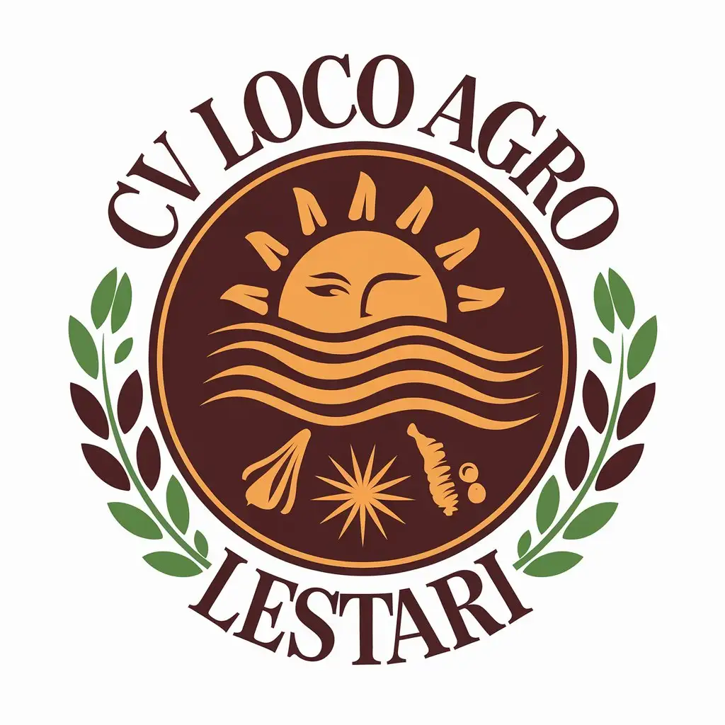 a vector logo design,with the text "CV Loco Agro Lestari", main symbol:sun wind and spices,Moderate,be used in Others industry,clear background