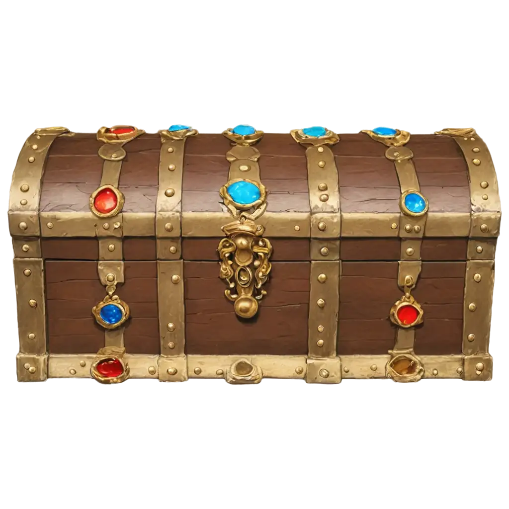 closed treasure chest, style: illustration, the whole chest fits on the picture, chest decorated with stones