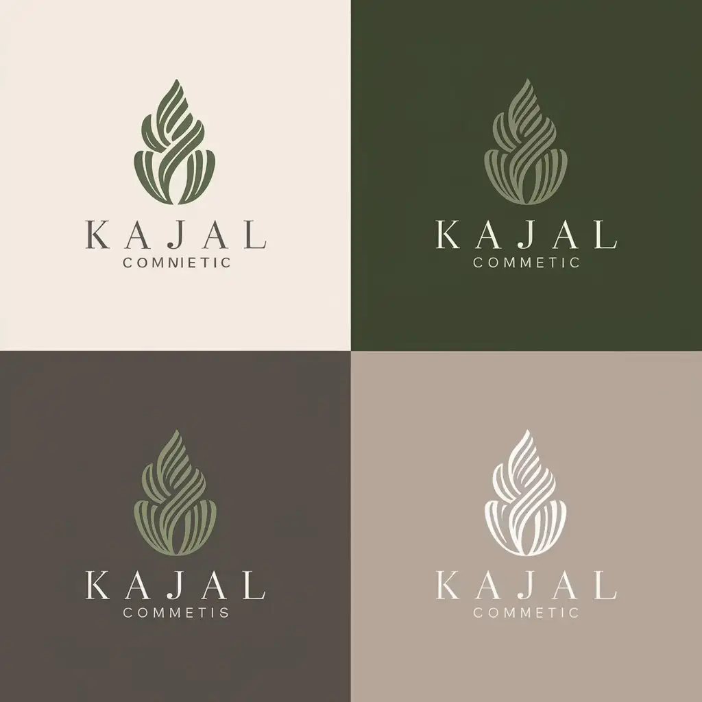 LOGO Design for Kajal Realistic and Authentic Cosmetic Logo in Green and Gray