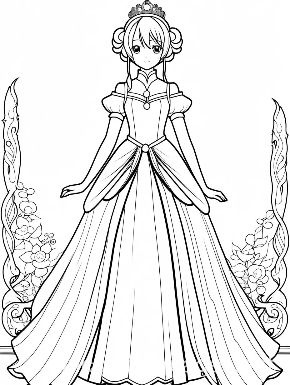 Araragi-Koyomi-as-a-Princess-Fun-Coloring-Page-for-Kids