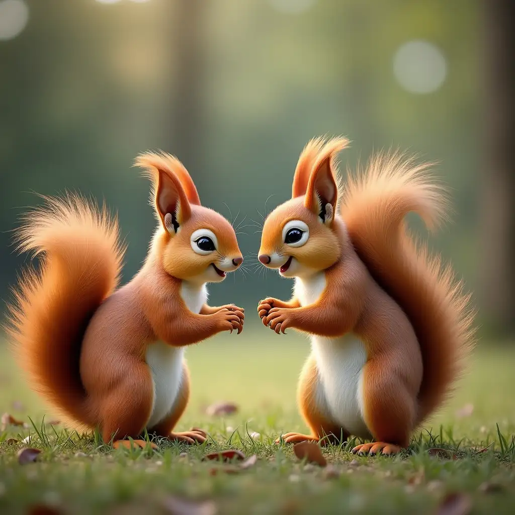 Two-Squirrels-Playing-in-a-Forest-Clearing