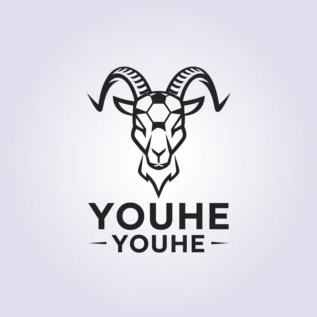 LOGO-Design-for-Youhe-YOUHE-Minimalistic-Goat-Head-Soccer-Theme-for-Sports-Fitness-Industry