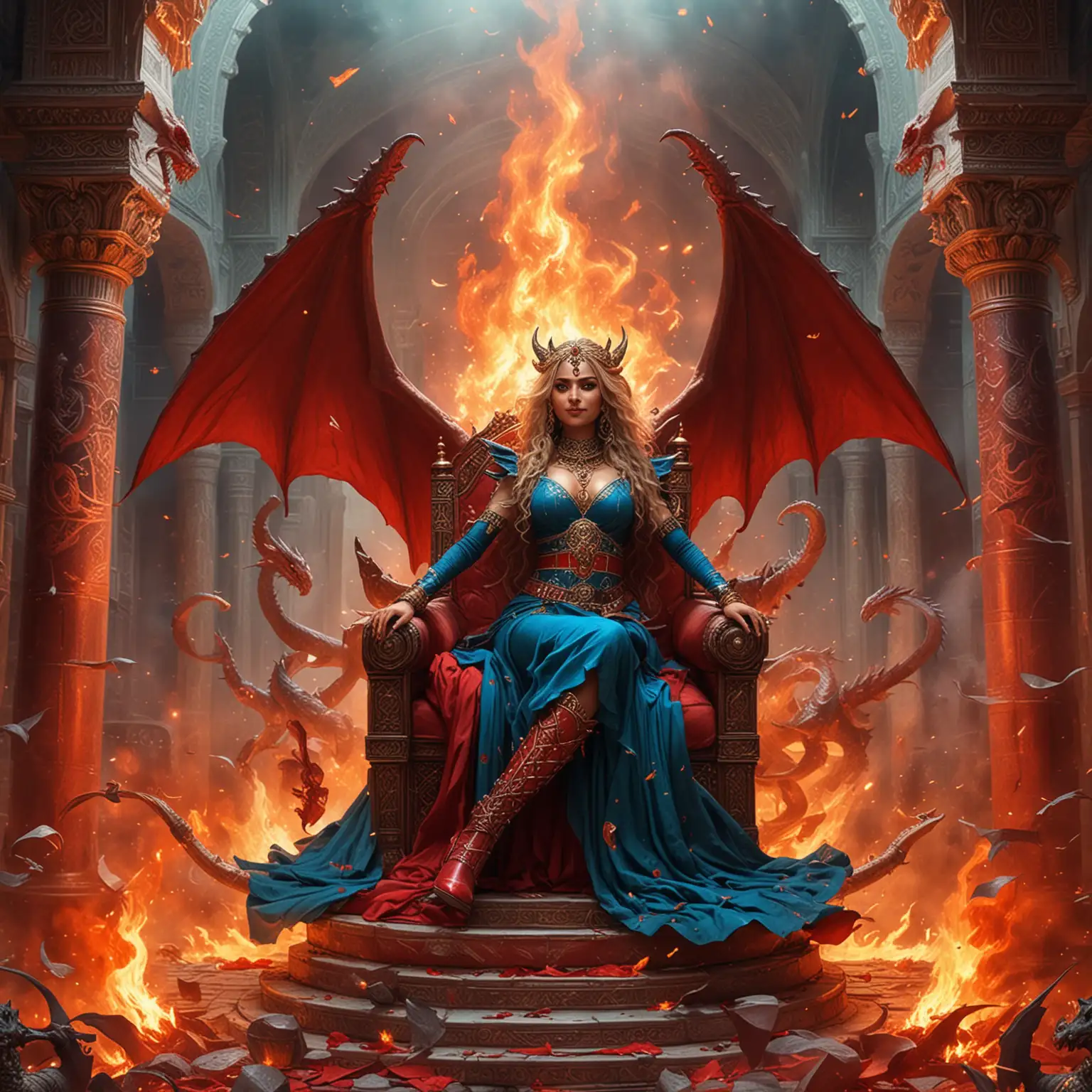 Enchanting Empress Goddesses with Fiery Wings and Magical Presence