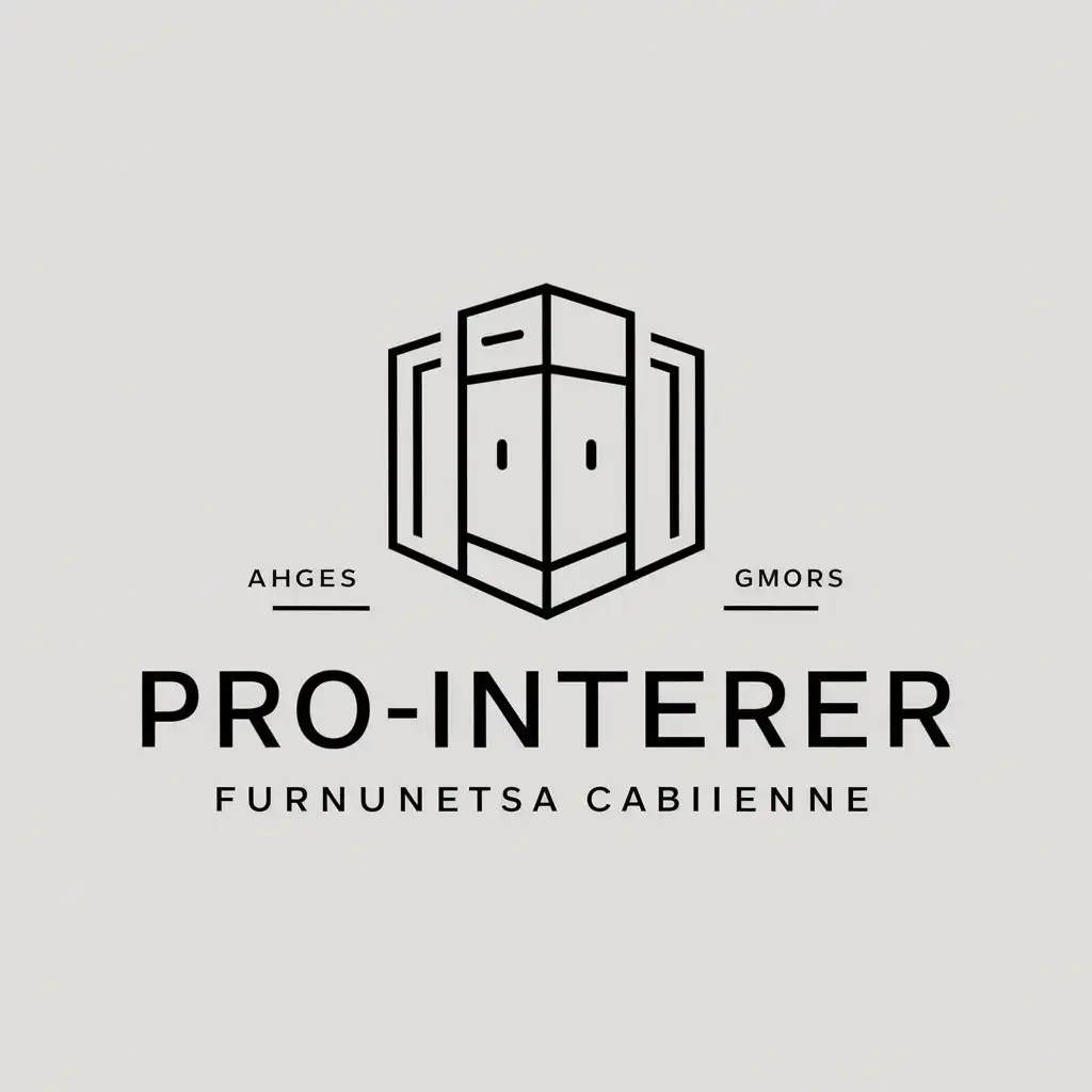 a vector logo design,with the text "PRO-INTERER", main symbol:Furniture, Cabinets,complex,be used in Furniture industry,clear background