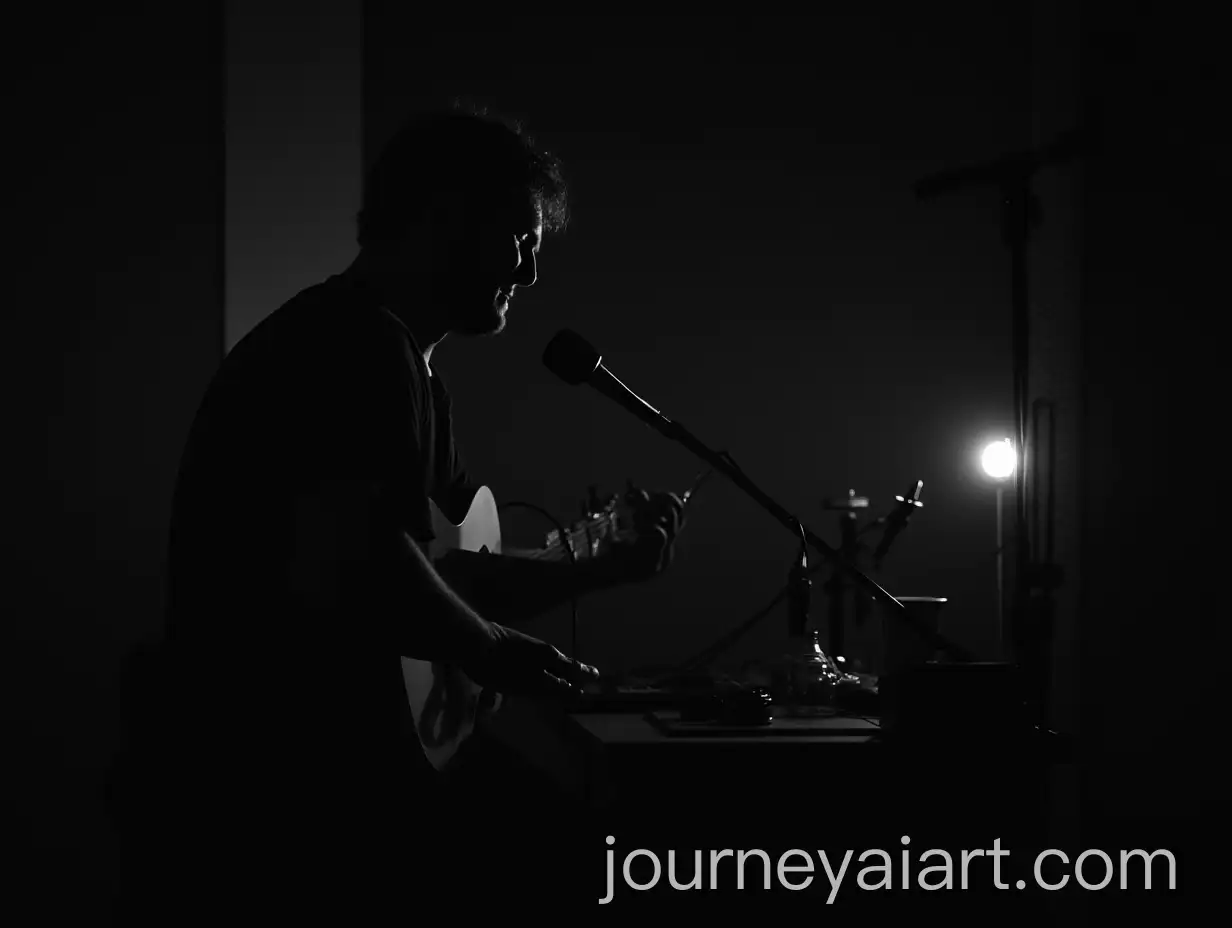 Musician-Creating-a-Song-in-a-Dark-Recording-Studio