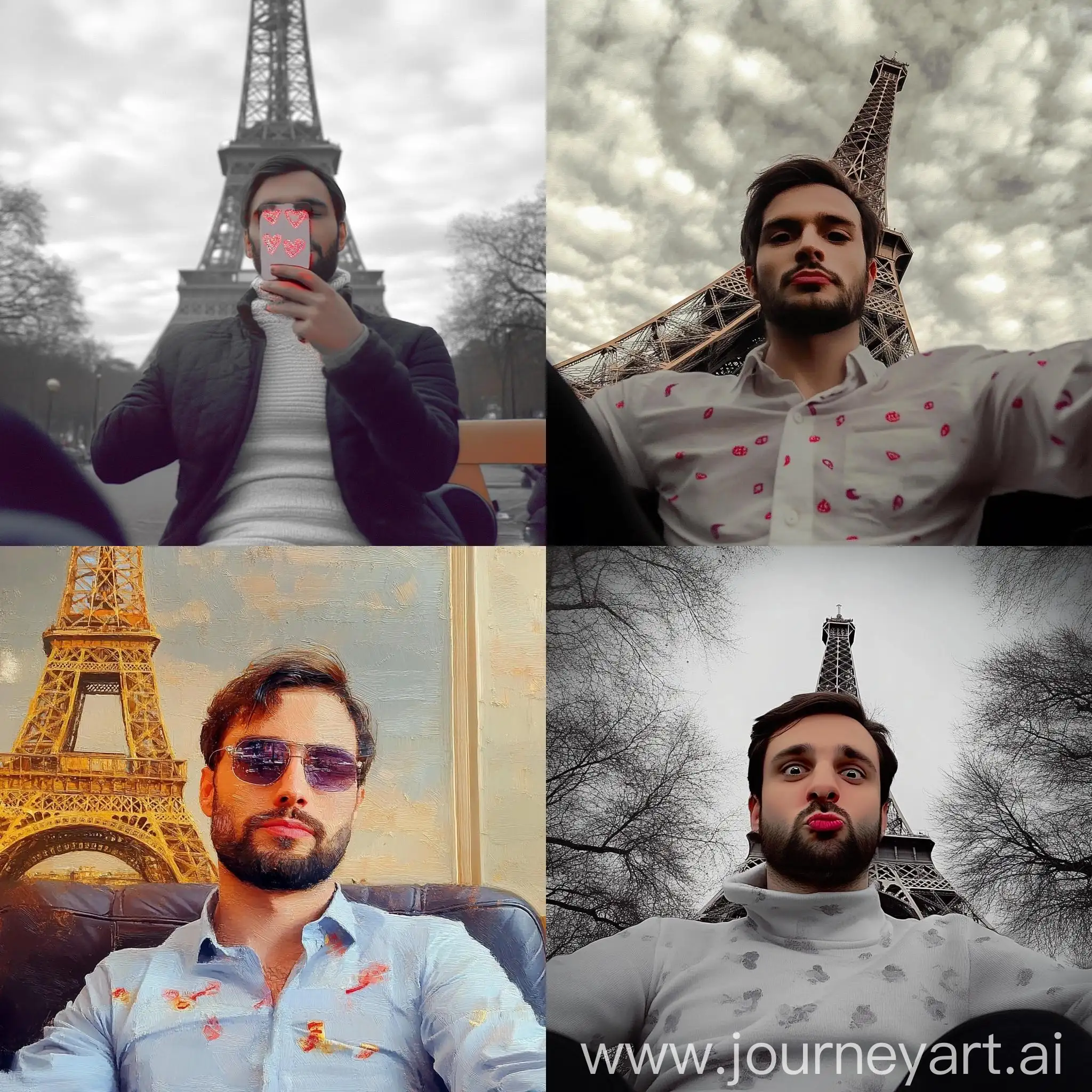 Selfie-Against-Tower-in-Paris