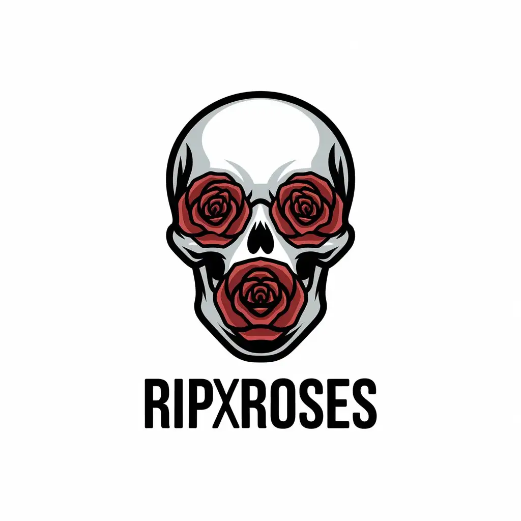 LOGO Design for Ripxroses Skull Rose Theme with Modern Clean Aesthetic