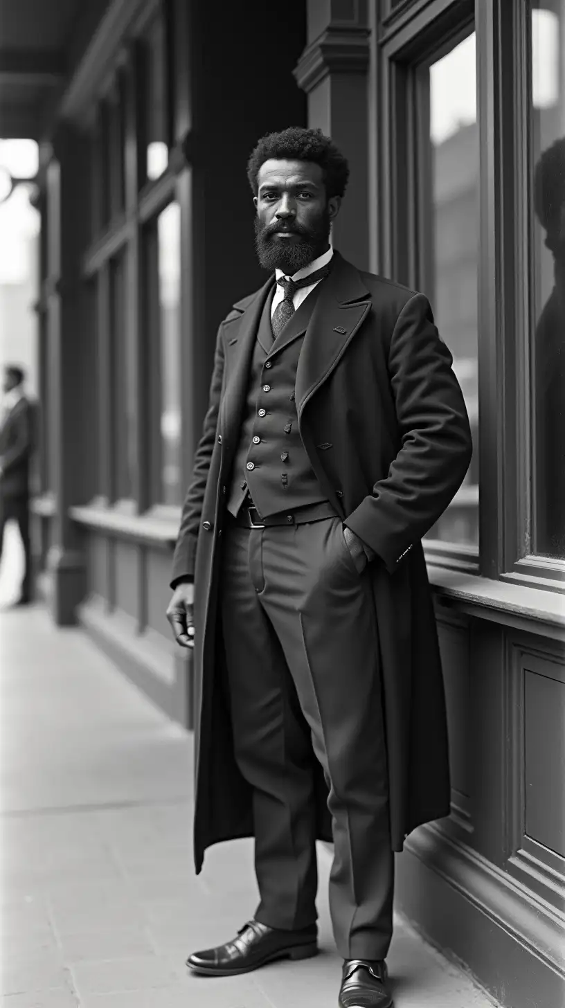 African American Man Standing Outside Bank 1883