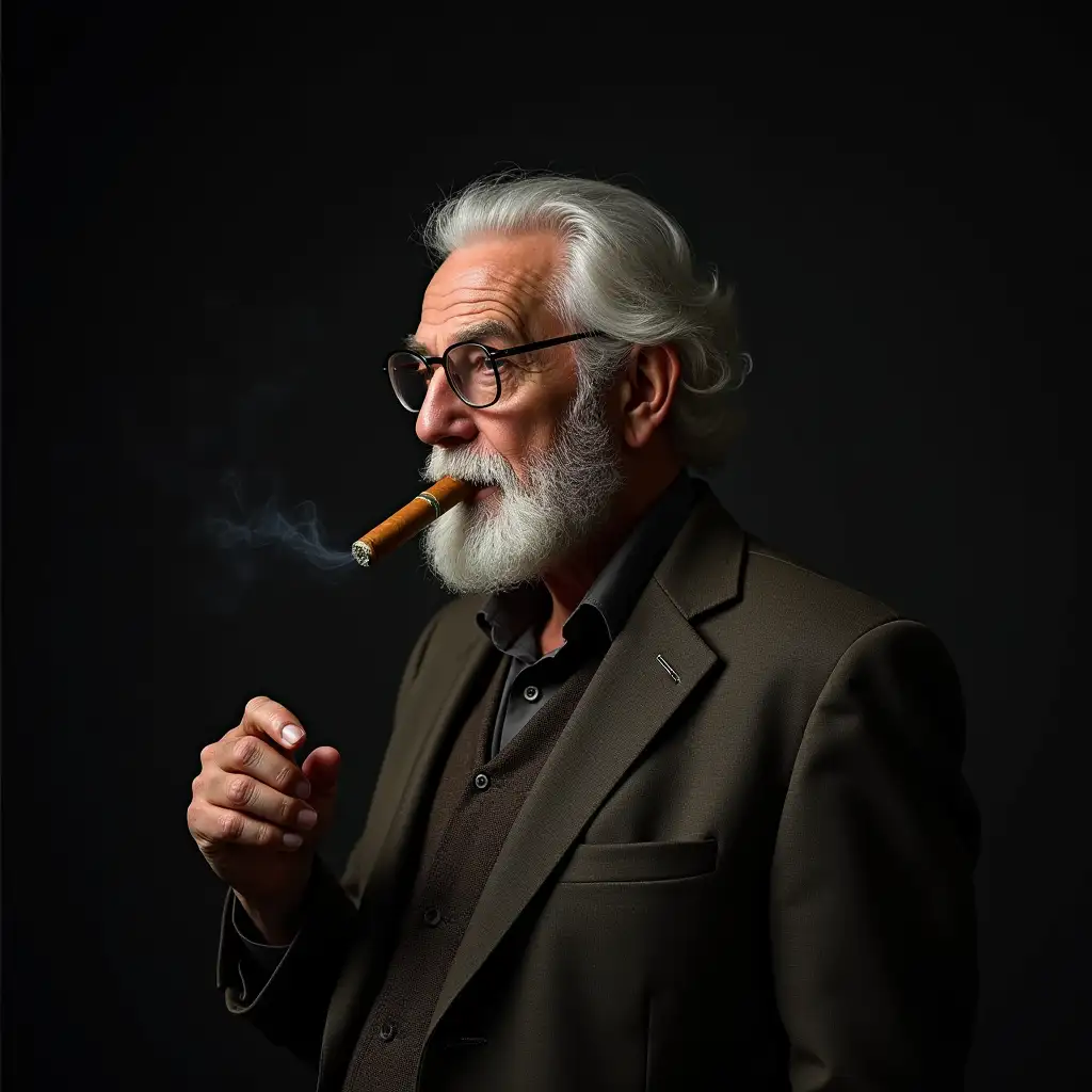 Cyber grandpa with cigar portrait 75mm